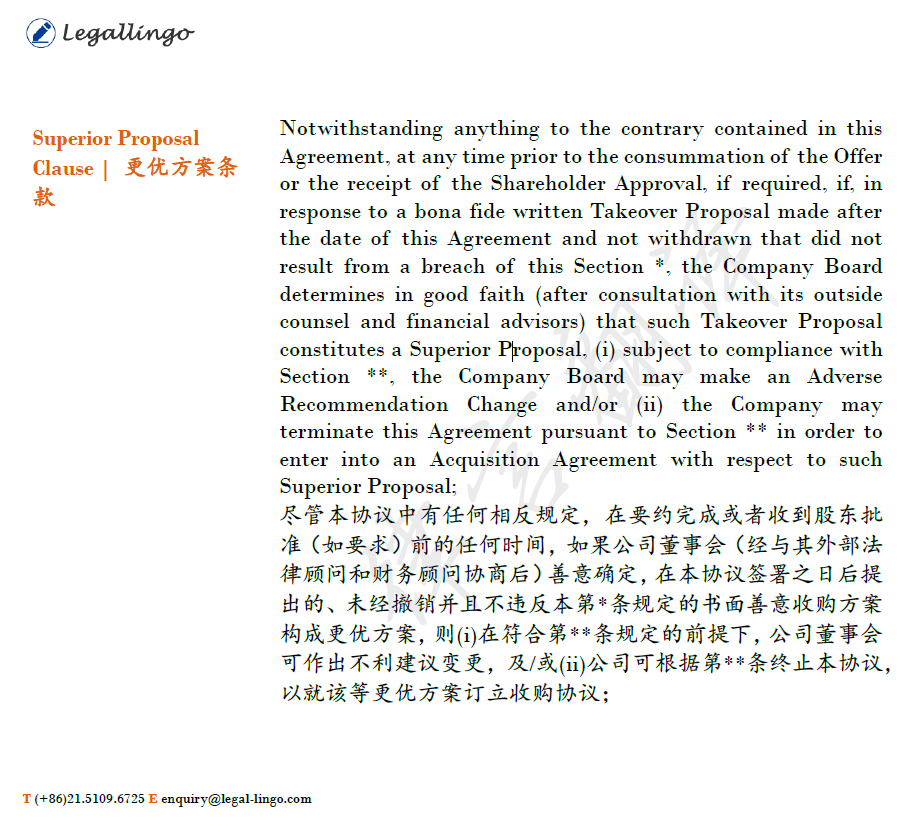 Superior Proposal Clause